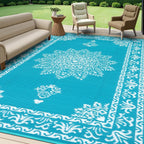 Outdoor Patio Rug Plastic Straw Reversible UV Resistant Portable RV Mat Indoor Outdoor Carpet Porch Deck Balcony Backyard Orange Teal Grey Brown 5x8 6x9 8x10 9x12 ft