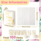 Wedding Tissue Packs 100 Count Happy Tears Pocket Tissues 3-Ply Mini Travel Size for Wedding Favors Welcome Bags Party Ceremony Graduation Guests