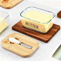 Glass Butter Dish with Lid & Knife, Large 1lb Capacity Butter Keeper with Airtight Seal for Countertop & Refrigerator Shelf, Clear Butter Container for Kitchen Decor, Great Housewarming Gift