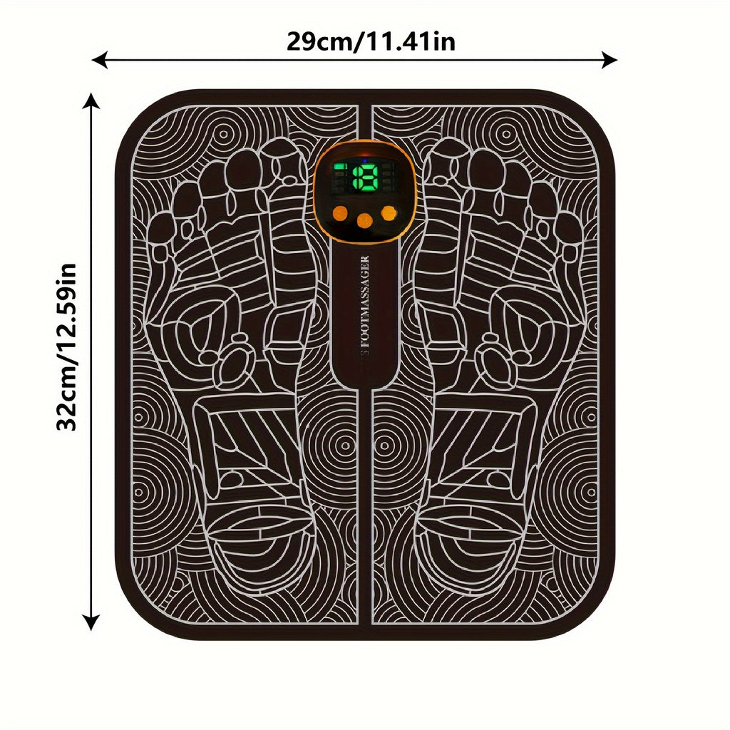 EMS Foot Massager with LCD Display, 8 Modes & 19 Intensities, Rechargeable Electric Foot Massage Pad for Muscle Relaxation, Pain Relief & Circulation — Best Gift for Elderly, Men & Women