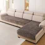 Quilted Short Plush Sofa Protector Set of 2 Ultra Soft Thick Non-Slip Sofa Mat – Pet Friendly, Machine Washable, Fits 3-Seater Sofa, Chaise & Bed Chair, Contemporary Home Decor
