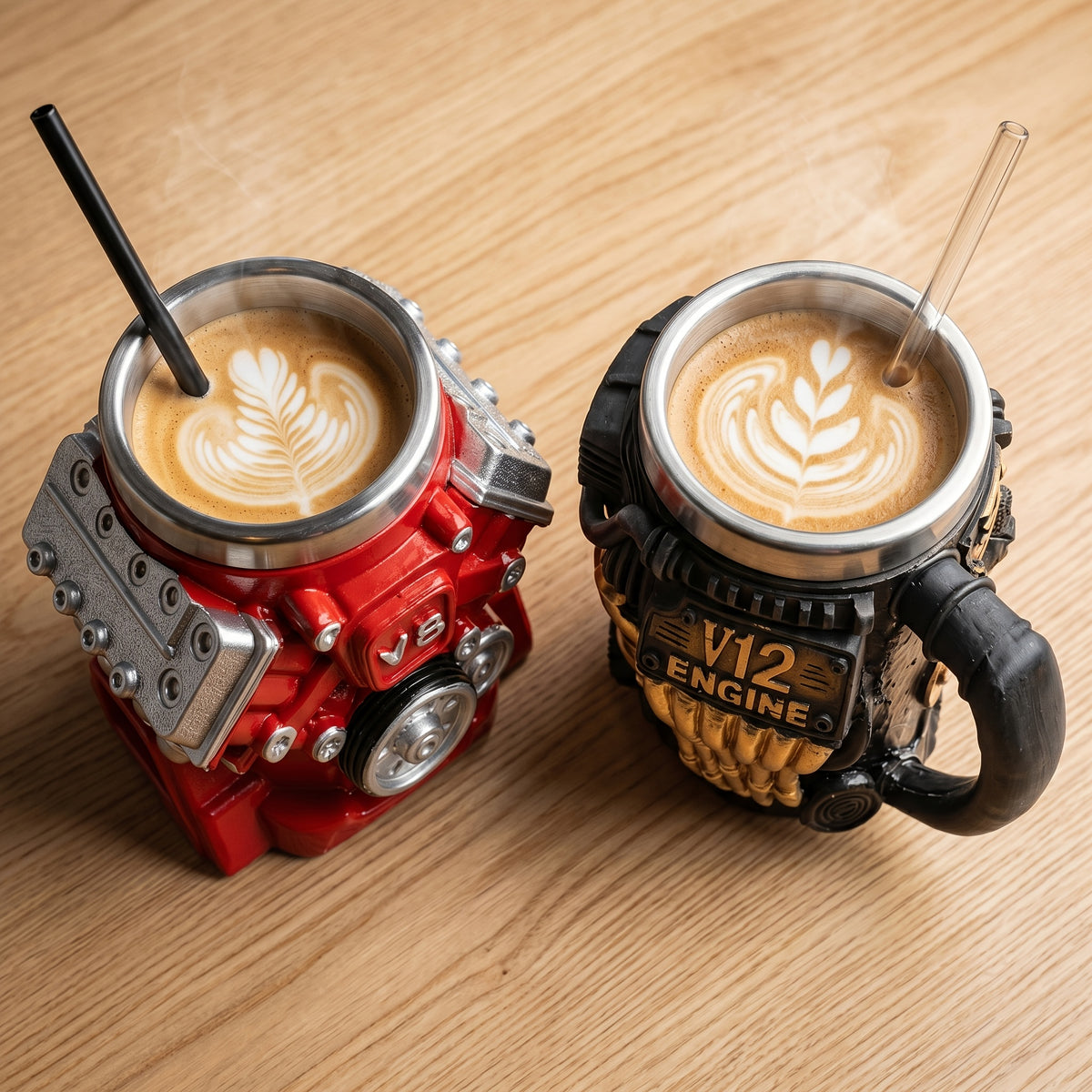 V8 V12 Engine Coffee Mug - Novelty Car Themed Travel Mug for Coffee Lovers Mechanics Men, Hot & Cold, Unique Gift for Boyfriend Father's Day