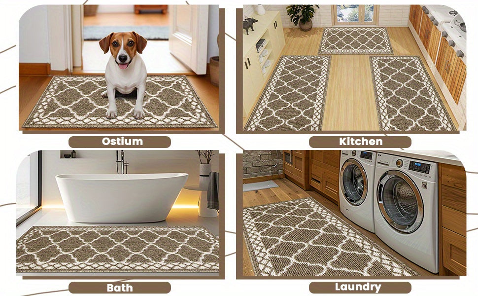 Kitchen Mat Flannel Soft Comfort Non-Skid Washable Farmhouse Floor Mat – Anti-Fatigue Kitchen Rug for Bathroom, Entryway & Indoor Use | Multiple Sizes