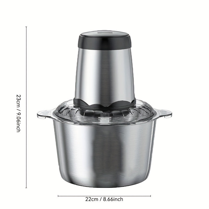 300W Electric Food Chopper & Meat Grinder, 2L, 4 Bi-Level Stainless Steel Blades, 2 Speed Modes, Low Noise — Chops Meat, Vegetables, Fruits, Nuts & Herbs, Easy Clean