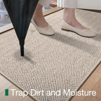 Non-Slip Doormat Low Profile Indoor Outdoor Entry Mat Dirt Trapper – Front Door, Entryway, Patio, Porch & Garage Rug, 4 Sizes, Beige & Grey