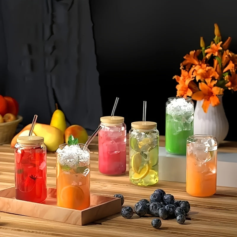 Glass Cups with Lids and Straws 18.7oz – Mason Jar Iced Coffee Glasses, Water Tumblers with Straw Brush (4 or 6 Pack)