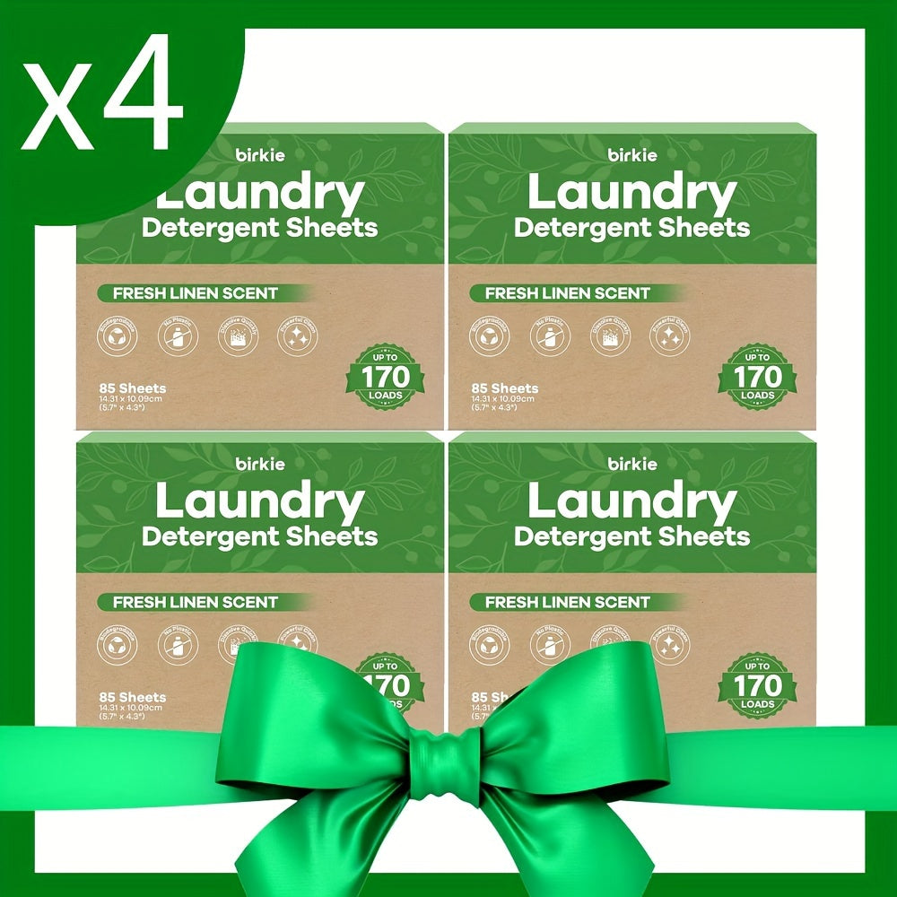 Laundry Detergent Sheets 170 Loads – 85 Sheets Liquid-Free Eco-Friendly Formula, Fresh Linen Fragrance, No Plastic Jug, HE Compatible, Available in Multi-Packs
