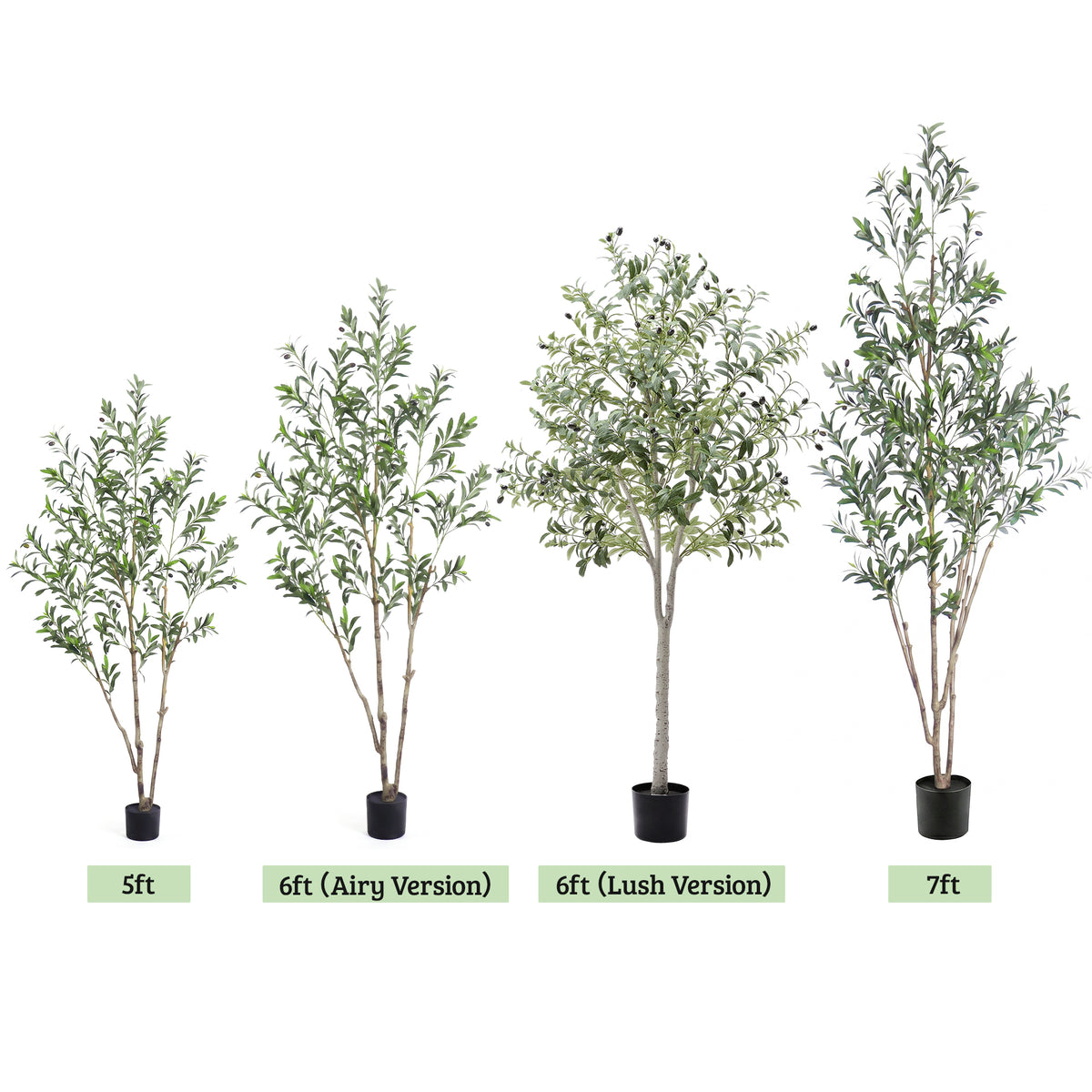 Tall Artificial Olive Tree 5/6/7FT Thick Trunk Indoor Faux Olive Plant with Lush Leaves & Berries for Living Room, Kitchen & Home Decor, Spring Summer Decoration