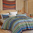 Bohemian Print Quilt Set 2/3pcs - Soft Microfiber Lightweight All-Season Bedding for Double Bed Large and Extra Large Perfect Gift for Valentine's Day Wedding and Girls