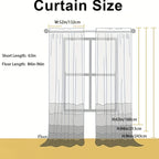 French Tulle Sheer Curtains 2 Panels Cream Hollow Princess Style – Romantic Translucent Rod Pocket Drapes for Living Room Bedroom Balcony Wedding, 5 Sizes