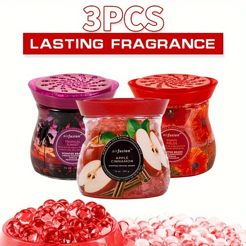 Air Freshener Scented Beads 3-Pack 14oz Each Long-Lasting Fragrance Odor Eliminator for Home Room Closet Bathroom Car Office Fabric Aromatherapy Multiple Scents