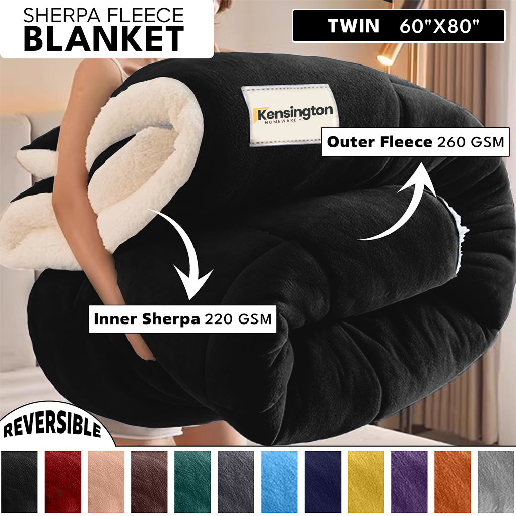 480GSM Heavy Sherpa Fleece Blanket Double-Sided Reversible Warm Throw for Couch Bed Office Travel All Season Comfort Sofa Decoration Holiday Gift