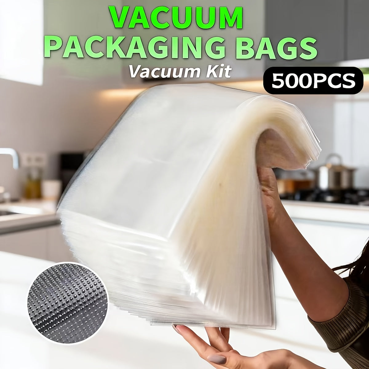 Vacuum Sealer Bags 500pcs BPA-Free Food Storage Bags 7 Sizes – Co-Extruded Reusable Vacuum Seal Bags Compatible with Most Vacuum Sealers