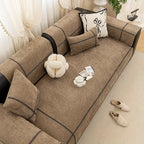Chenille Sofa Seat Cover Non-Slip Pet Friendly Machine Washable All Season - Sofa Cushion Cover with Lace Belt for 1 2 3 4 Seater Armrest Backrest 3 Colors