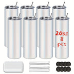 20oz Sublimation Tumbler Blanks with Lids & Straws – Stainless Steel Double Wall Insulated, White Gift Box, Bulk 8/10/25/50 Pack for Heat Press & DIY Gifts