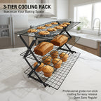 Foldable Cooling Rack Set with Baking Tools – Stackable Oven Cookie Cake Drying Rack, 3/4/5 Piece with Silicone Spatula, Egg Beater & More, Holiday Baking Gift