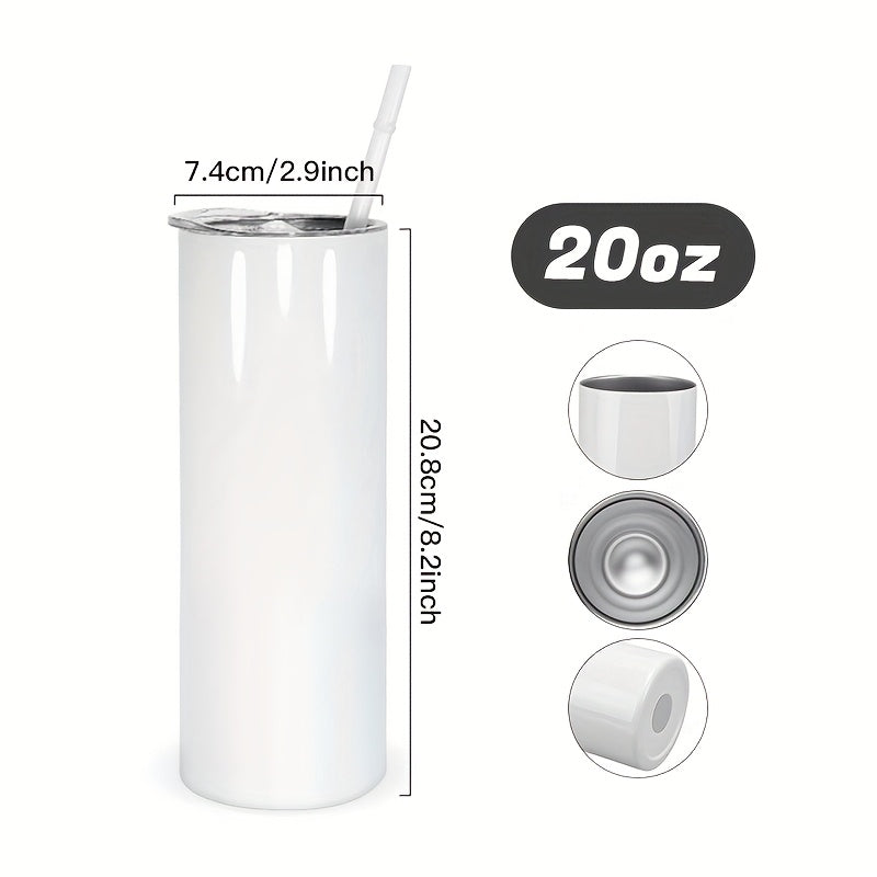 25pcs 20oz Stainless Steel Double Wall Insulated Sublimation Tumbler Bulk Set with Lids & Straws - Minimalist Leakproof Reusable Cup for Office Camping Students | Nuvia Haven