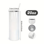 25pcs 20oz Stainless Steel Double Wall Insulated Sublimation Tumbler Bulk Set with Lids & Straws - Minimalist Leakproof Reusable Cup for Office Camping Students | Nuvia Haven