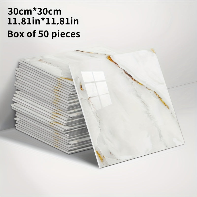 3D Marble Peel and Stick Wall Tiles 20/50pcs, Self-Adhesive Foam Wall Panels & Wall Stickers for Bathroom, Kitchen, Living Room & Bedroom Renovation, Easy to Cut & Clean, Grey Marble, Not Real Tile