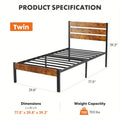 Metal Frame Bed Frame with Headboard No Box Spring Needed, Sturdy Wood Slats Support 800 lbs, Twin Full Queen, Bedroom Platform Bed