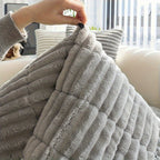 Jacquard Couch Cushion Cover 2pcs Set Solid Color Sofa Seat Cover - Soft Thick Plush Non-Slip Machine Washable Pet Friendly for 2 3 4 Seat Sectional Sofa Living Room Bedroom, 4 Colors