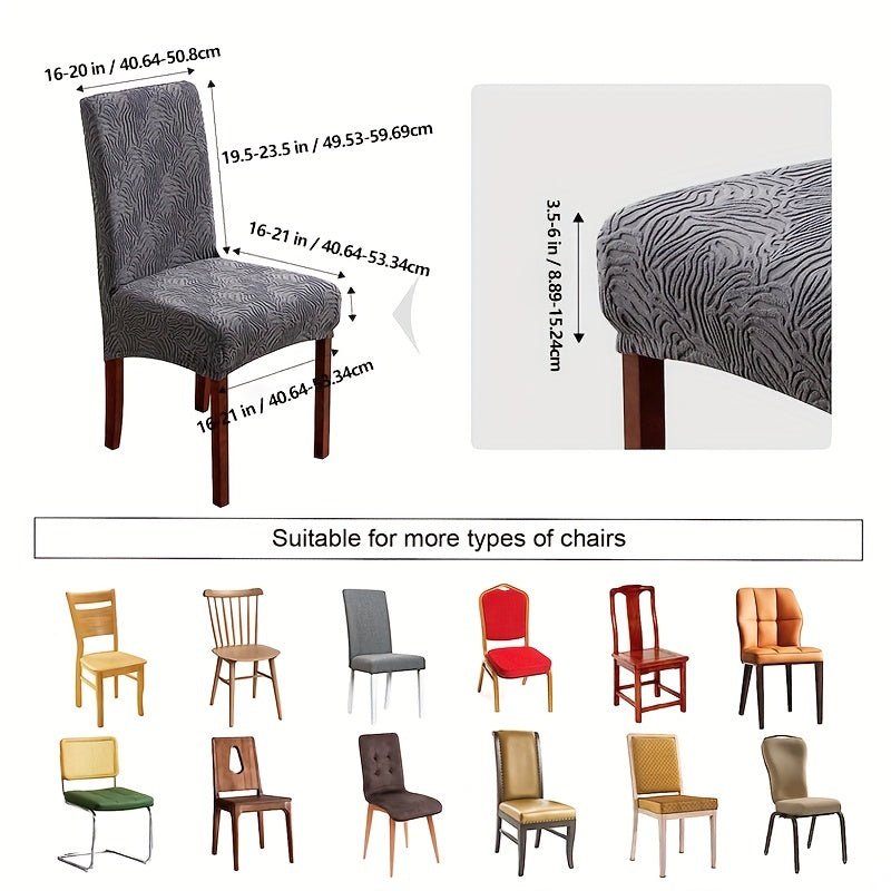 Stretch Jacquard Dining Chair Covers 4/6 Pack – Polar Fleece Slipcovers with Elastic Band, Removable Washable Chair Protector for Dining Room Kitchen Hotel Restaurant Home Decor