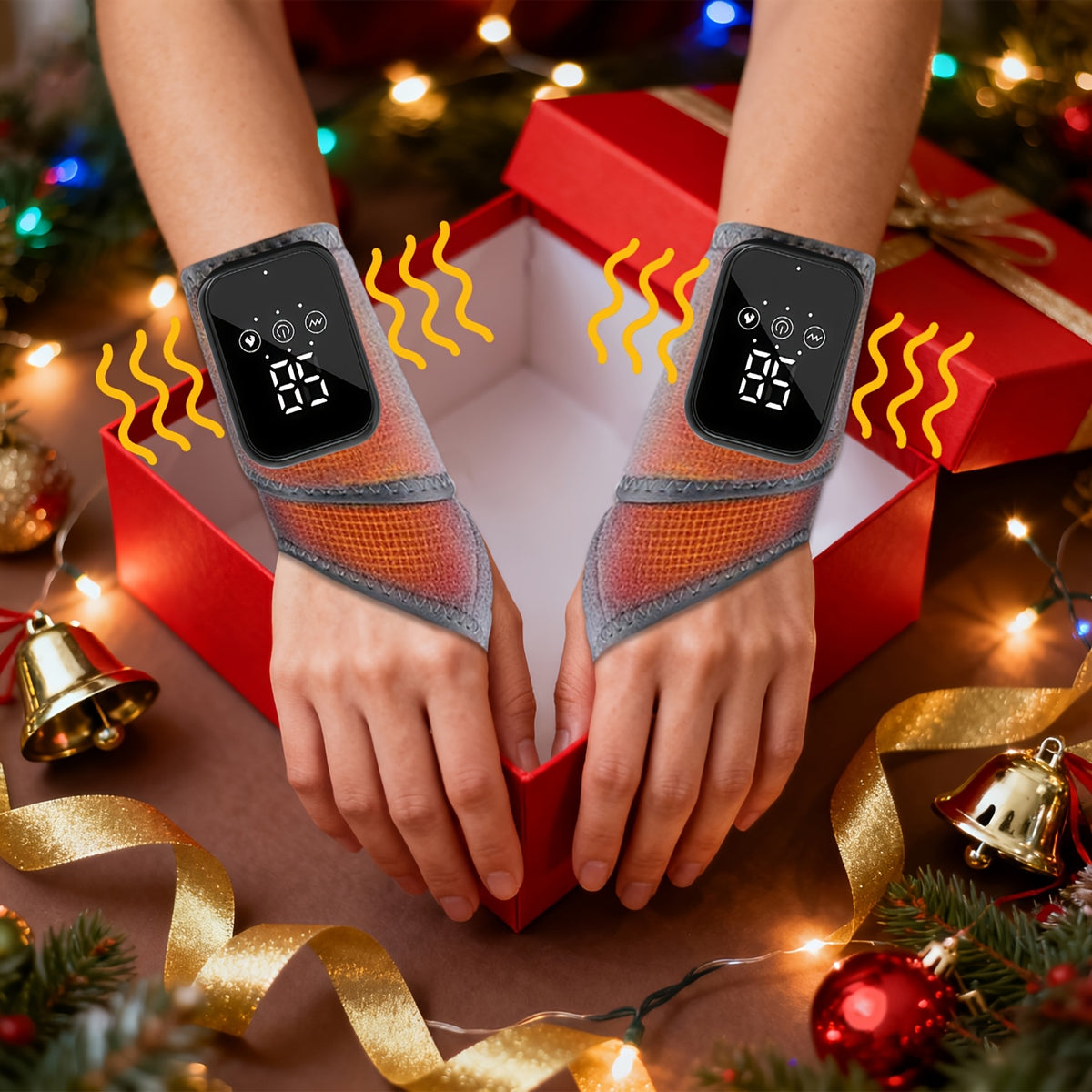 Hand Massager Wrist Guard with Heat Adjustable Gears Temperature Control - Wrist Support Strap Joint Fixator for Arthritis Pain Relief Sports Recovery, Men Women Gift