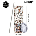 Stacked Dogs Graphic Insulated Tumbler 20oz - Stainless Steel Travel Cup with Lid & Straw for Hot & Cold Drinks, Cute Dog Lover Gift for Birthday, Halloween, Thanksgiving & Christmas