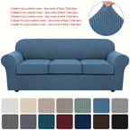 Grid Pattern Elastic Sofa Cover – Anti-Slip Full Coverage Stretchable Sofa Protector Machine Washable Classic Design for Living Room Bedroom Office