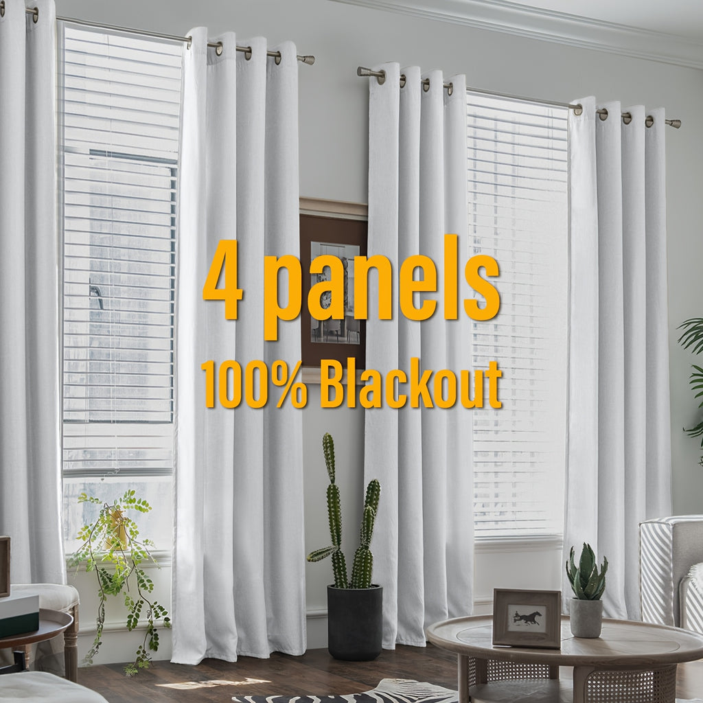 Blackout Curtains 4 Panel Set Grommet Textured for Bedroom & Living Room – 100% Room Darkening Thermal Insulated Luxury Drapes, 11 Colors & 5 Lengths