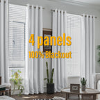 Blackout Curtains 4 Panel Set Grommet Textured for Bedroom & Living Room – 100% Room Darkening Thermal Insulated Luxury Drapes, 11 Colors & 5 Lengths
