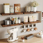 Floating Shelves for Wall 4-Pack 15.8 Inch - Brown Wall Mounted Shelf with Invisible Bracket for Bathroom, Living Room, Bedroom, Kitchen & Office Decor
