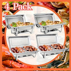 3-Compartment Buffet Food Warmer Chafing Dish Set with Water Tray, Cover & Baking Tray – Stainless Steel Party Server for Holidays, Birthdays & Catering Events