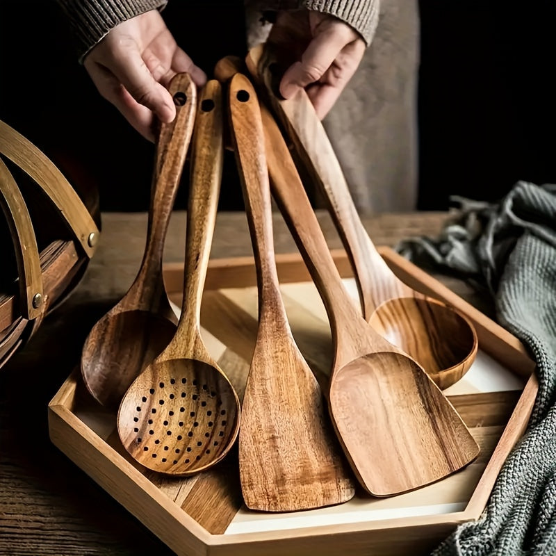 Premium Wooden Kitchen Utensil Set | Heat-Resistant, Non-Stick Safe | 3, 5 or 10 Piece