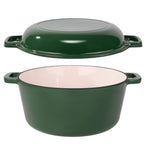 6 Quart 2-in-1 Enameled Cast Iron Dutch Oven and Casserole Nonstick Oven Safe 500°F Dual Handles All Stovetops Bread Baking Cooking Stewing