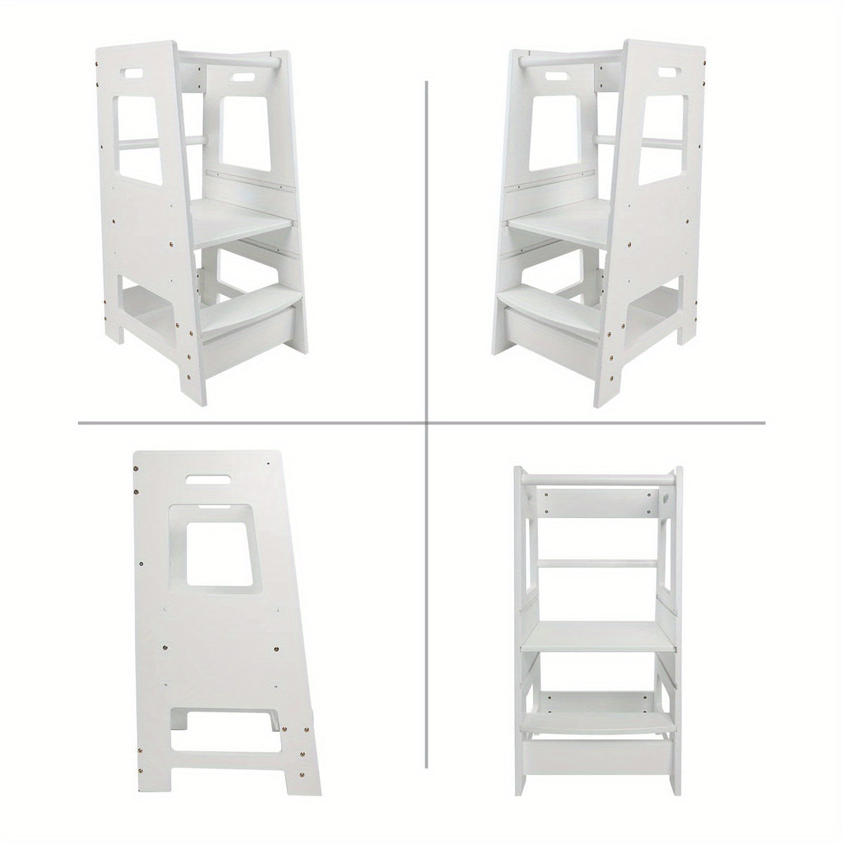 Toddler Learning Tower Kitchen Helper Stool – Safe Standing Step Stool for Kids at Kitchen Counter, Adjustable Height Toddler Tower for Cooking & Learning, Available in Random & Wood Color