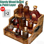 3-Step Solid Wood Liquor Bottle Display Shelf Countertop Wine Rack Bar Organizer for Whiskey Spirits Coffee Syrup Spice Bottles Home Bar Kitchen