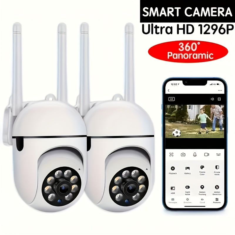 2-Pack 3MP 5GHz WiFi Security Camera Outdoor IP54 Waterproof Night Vision Motion Detection 2-Way Audio Remote App Surveillance Home Business