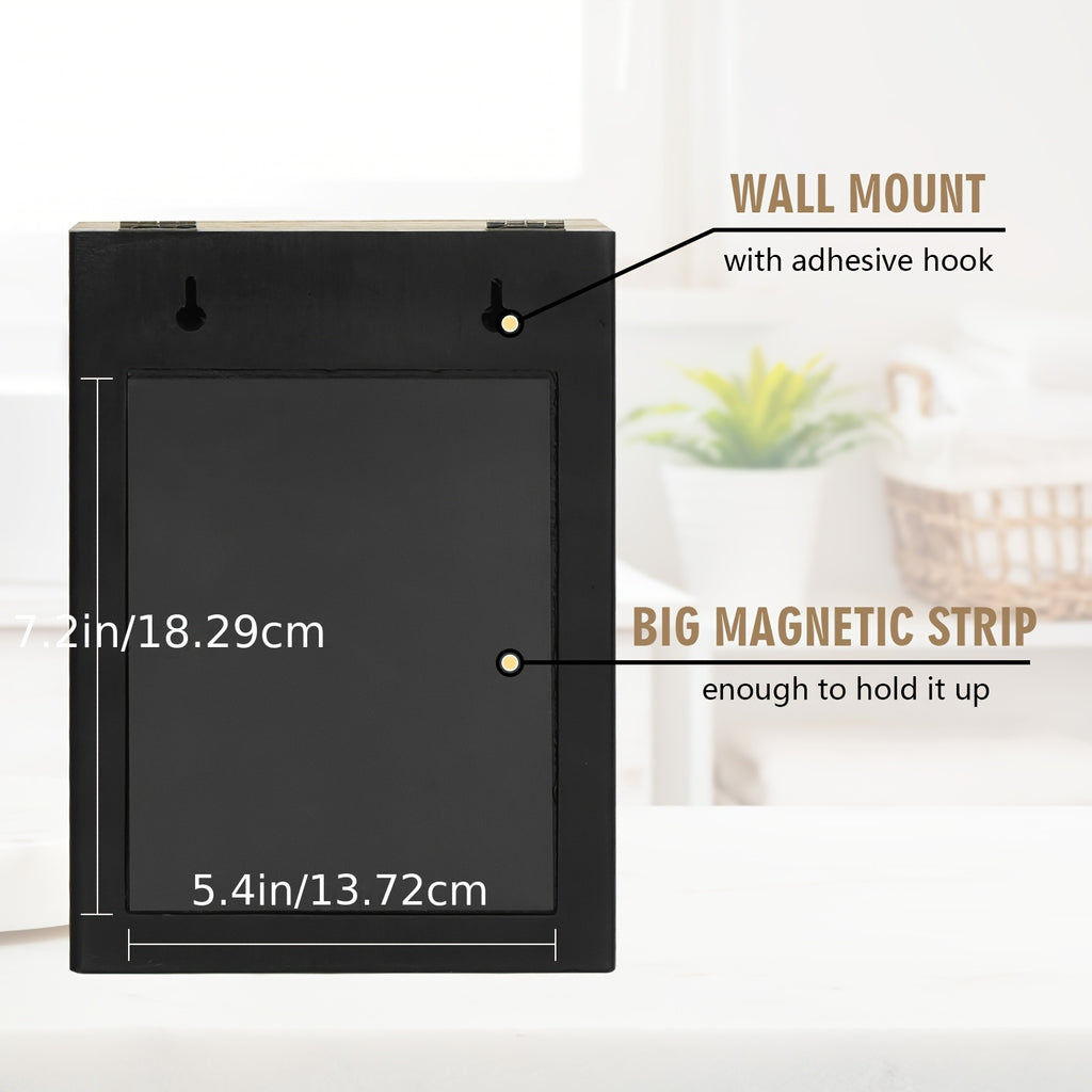 Magnetic Lint & Dryer Sheet Holder Set of 2 – Farmhouse Wood Lint Trash Can with Lid & Magnetic Dryer Sheet Dispenser Box for Laundry Room, Dryer & Wall Mounted Lint Basket