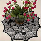 Halloween Spider Web Lace Round Placemats Black Polyester Table Mats for Dining Decor Spooky Party Supplies Set of 1 2 8 Pieces 12 Inch