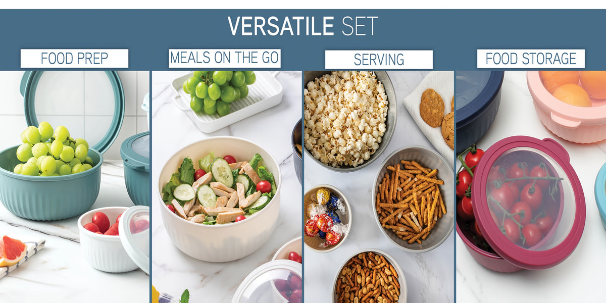 Mixing Bowl Set with Lids 8pcs - 4 Gradient Color Bowls + 4 Lids (13oz, 24oz, 41oz, 73oz), BPA-Free, Dishwasher Safe, Stackable for Meal Prep, Salad, Snacks & Food Storage