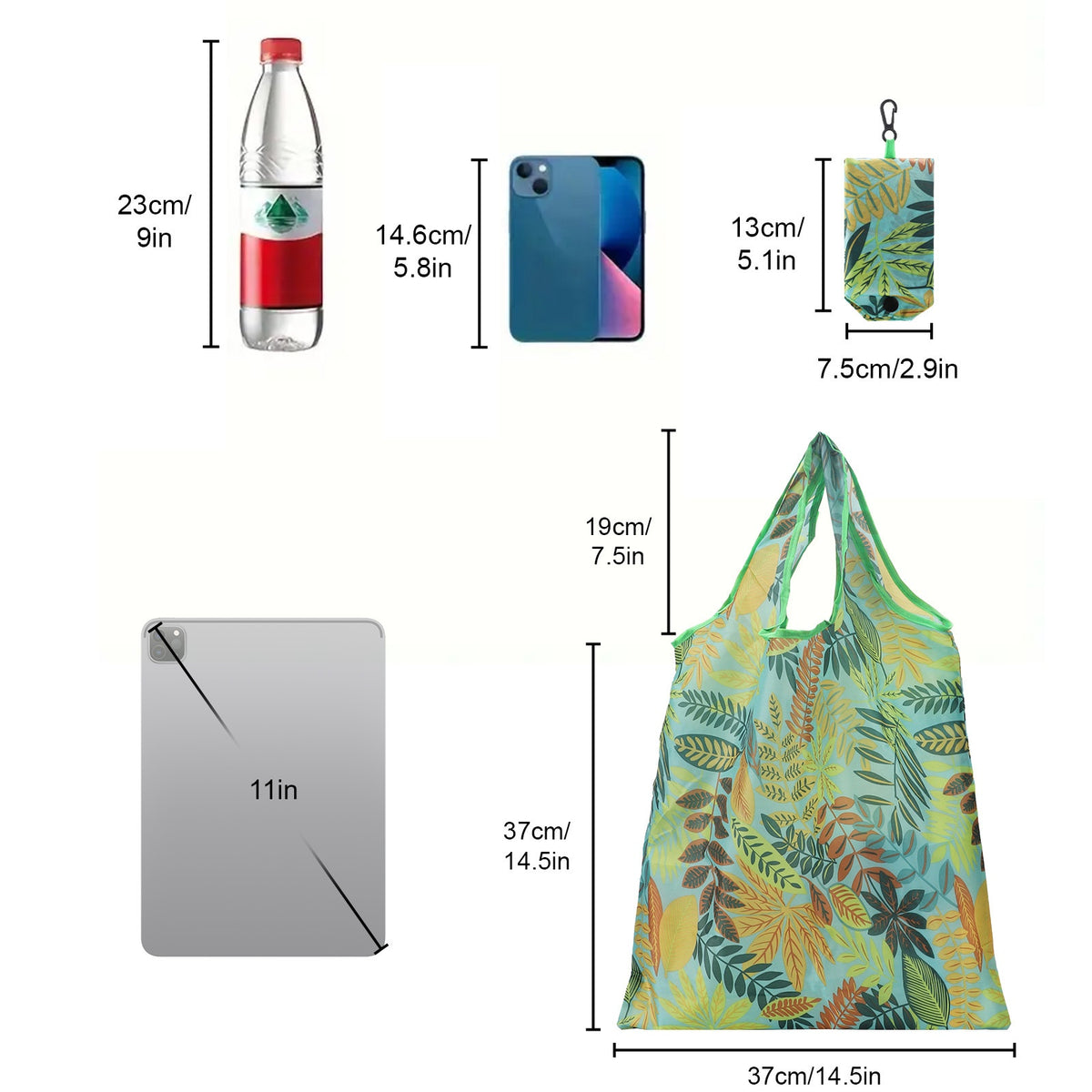 Reusable Shopping Bags Set of 10 Foldable Tote Bags – Vibrant Floral & Tropical Designs, Lightweight Leak-Resistant Polyester Grocery Bags for Shopping, Travel, Farmers Market & Gift