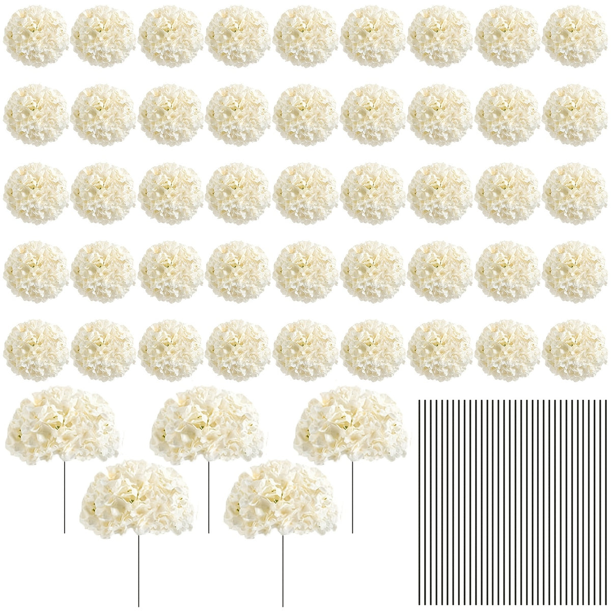 Bulk Artificial Hydrangea Flower Heads 72pcs with Stems - Faux Hydrangea Flowers for Home, Wedding & Party Decorations, Floral Arrangements & Centerpieces