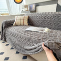 Jacquard Shu Velveteen Sofa Throw Cover – Pet Friendly Machine Washable Couch Slipcover, Soft Plush Non-Slip Protector for Armchair to 4-Seater Sectional Sofa, Modern Solid Color Home Decor