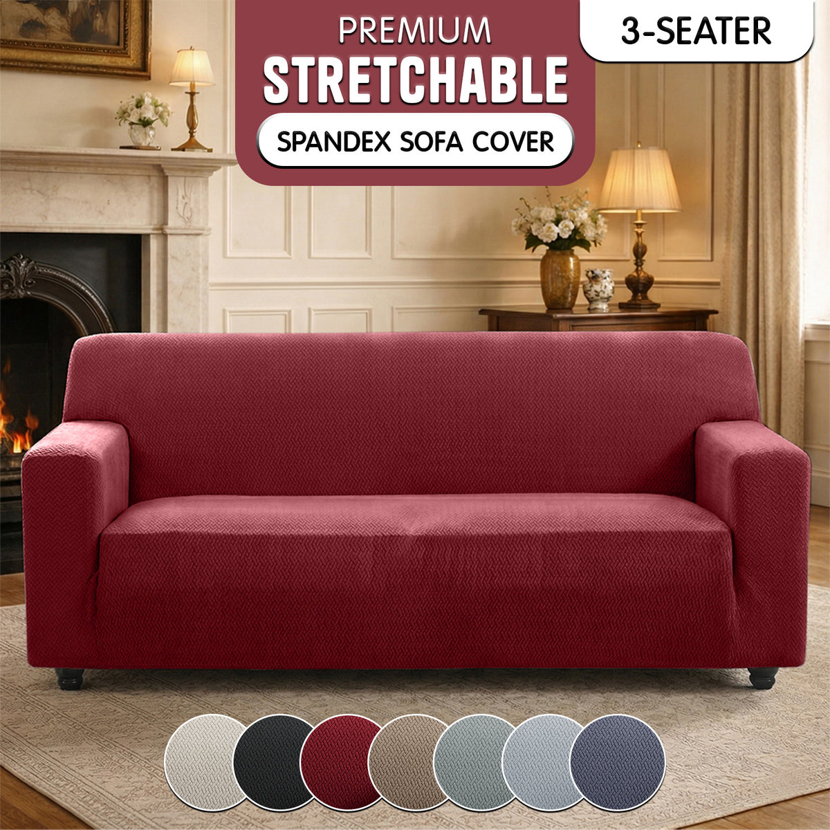 Luxury Spandex Sofa Cover Anti-Slip – Wrinkle-Free Elastic Couch Slipcover, Pet & Scratch-Proof, Machine Washable, All-Season, 7 Colors, 1/2/3 Seater, Living Room Home Decor