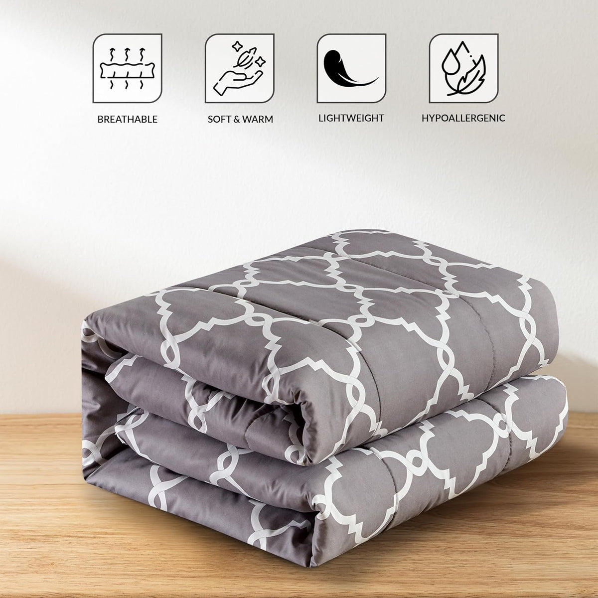 5-Piece Comforter Set – Reversible Quilted Down Alternative Bedding Set with Pillow Shams, Bed Skirt & Cushion | All Season | Twin, Queen, King