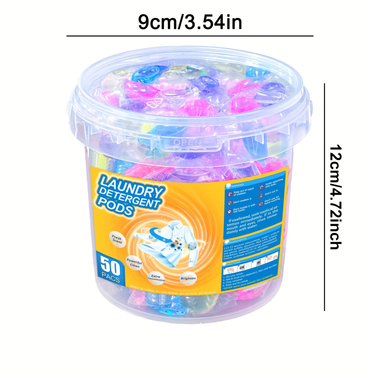6-in-1 Laundry Detergent Beads with Long-Lasting Fragrance – Laundry Pods for Cleaning & Refreshing, 50 / 100 / 200 Count Value Packs