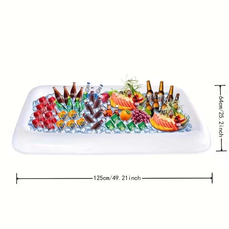 Inflatable Pool Cooler Bar with Drink Holders – Floating Ice Cooler for Pool Party Beach BBQ Summer Outdoor Fun, Easy Inflate, Portable Pool Float Beverage Bar