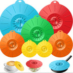 7-Pack Silicone Lids with 5 Sizes – Reusable Microwave Splatter Cover for Bowls, Cups, Pots & Pans | Heat Resistant, Dishwasher Safe, BPA Free