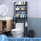 Over Toilet Storage Rack Metal Bathroom Organizer with Toilet Paper Holder and Hook Space Saving Above Toilet Shelf for Bathroom Laundry Room 3 or 4 Tier